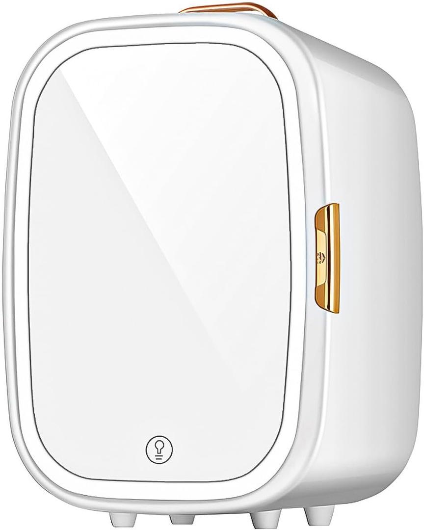11 Liter Skincare Fridge, Makeup Refrigerator with Dimmable LED Mirror Door, Personal Beauty Fridge with Cooler & Warmer for for All Cosmetics and Skincare Needs (11Liter)
