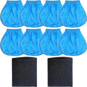 8 Pack VRC2 Cloth Filters & 2 Pcs VFF21 Foam Filter Kit Compatible with Vacmaster 1.5 to 3.2 Gallon Wet/Dry Vac, Fit for Armor All 2.5 Gallon Shop Vacuum: AA255, AA255W