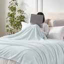 Hansleep Fleece Ice Blue Throw Blanket, Super Soft Flannel Fuzzy Plush Cozy Blanket for All Seasons, Ice Blue, Throw 50x60 Inches