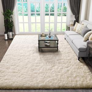 Ophanie 5x8 Area Rug, Upgrade Non-Slip Fluffy Soft Living Room Rugs, Shag Large Fuzzy Plush Carpets for Bedroom Ivory, Shaggy Kids Boys Girls Dorm Nursery Home Decor Aesthetic