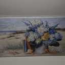 Coastal Blue Flower Wall Art for Living Room Beach Floral Canvas Print Modern Hydrangea Flowers Picture Ocean Theme Seascape Print Painting Hanging for Home Office Bedroom Dining Room 20x40inch