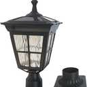 Kemeco ST4311AQ LED Cast Aluminum Solar Post Light Fixture with 3-Inch Fitter Base for Outdoor Garden Post Pole Mount (Black, Lamp)