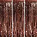 Voircoloria 3 Pack 3.3 x 8.2 ft Brown Foil Fringe Backdrop Curtains, Tinsel Streamers Party Decorations, Fringe Backdrop, Door Shimmer for Thanksgiving Day or Birthday Party