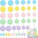 BEISHIDA 40 Pcs Foam Ball Cake Toppers with Sticks Mini Cake Decorations for Birthdays, Weddings, Baby Showers, DIY Baking Supplies, Anniversary Party (Pastel Color)