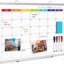 DOLLAR BOSS 36'' x 24'' Magnetic Whiteboard Calendar for wall, Double-Sided