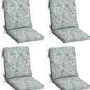 Arden 4-Pack Outdoor Patio Dining Chair Cushion, 20x44, Rain-Proof Seat Pad, Fade-Resistant Outdoor Cushion Pistachio Botanical