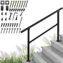 Upgrade 4-Step Outdoor Handrail Kit - Black Transitional Hand Rail for Outdoor Steps (3-4 Steps)