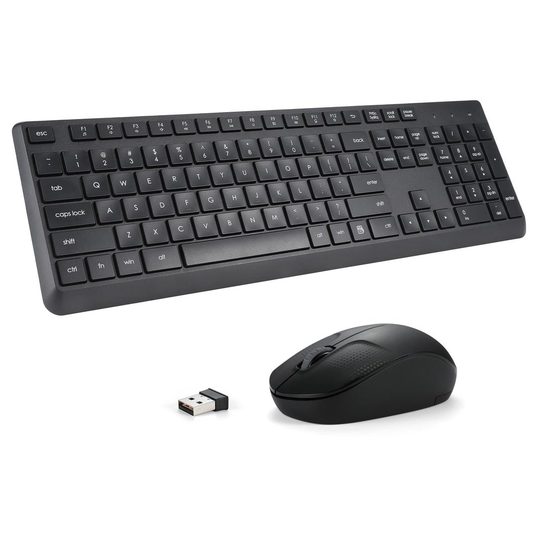 Wireless Keyboard and Mouse Combo for Windows, 2.4G Full-Sized External Cordless Computer Keyboard Mouse Combo for Laptop PC Desktop Chrome Mac, Number Pad 1600 DPI Silent Mouse USB Receiver (Black)