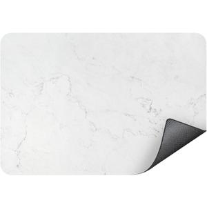 Coffee Mat, 16" x 24" Dish Drying Mat for Kitchen Counter, Quick Dry Mat, Diatomite Absorbent Aesthetic Large Drying Mats for Coffee Bar - Marble White
