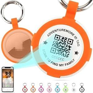 6 x 
ADVENTUREMORE Airtags Holder with QR Code Smart Pet ID Tag Personalized Dog Tag, Waterproof Dustproof Air Tags Case with Smart ID Tag& Anti-Lost O-Ring for Pet, Bag, Key Orange