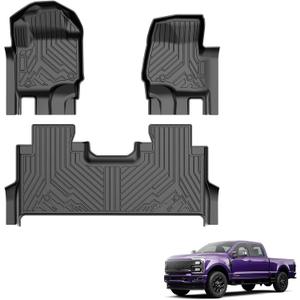 Powerty Floor Mats for 2017-2024 2025 2026 Ford F250/F350/F450 Super Duty Crew Cab All Weather 3D TPE Anti-Slip Truck Liners for 1st & 2nd Row Accessories