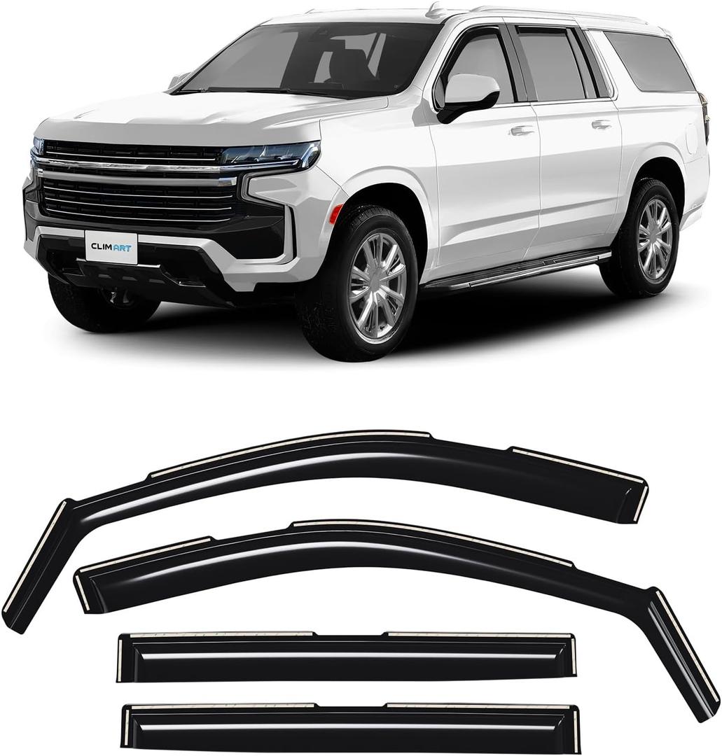 CLIM ART in-Channel Incredibly Durable Rain Guards for Chevrolet (Chevy) Suburban 2021-2025, Original Window Deflectors, Vent Window Visors, Vent Deflector, 4 pcs. - 621180