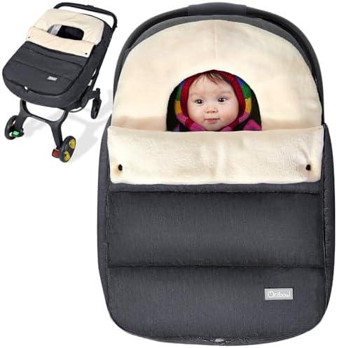 Orzbow Baby Car Seat Cover, Universal Winter Car Seat Cover with Adjustable Collar, Waterproof Carseat Covers Baby with Zipper, Warm Coral Fleece, Detachable and Machine Washable, Dark Grey