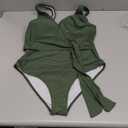 AI'MAGE Women's One Piece Swimsuits V Neck Slimming Bathing Suit Color Block Tie Side Swimwear Tummy Control Swim Suits 2025 (XL, Army Green)