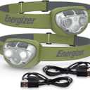 Energizer PRO-400 Headlamp Rechargeable (2-Pack), IPX4 Water Resistant Rechargeable Headlamp, Ultra Bright Multiple Light Modes Head Lamp, Camping, Running, Outdoors, Emergency Light, USB Included