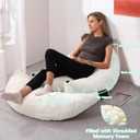 Banana Chaise Lounge Sofa Chair for Living Room, Bean Bag Chair with Ottoman, Floor Sofa Bed with Footrest, Comfy Convertible Lounger, Plush Couch for Bedroom, Dorm (Beige, Queen)