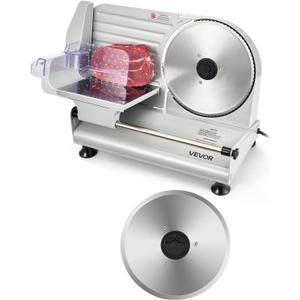 VEVOR Meat Slicer, 8.6" Electric Deli Slicer with 2 SUS420 Blades & 0-0.6" Adjustable Thickness, Dual Security Lock, 200W Home Food-Slicer for Frozen Meat, Ham, Baguett, Steak, ETL Approved