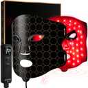 LED Red Light Therapy Face Mask with Vibration Massage  4 Light Modes, 216 LED Beads, Infrared Beauty Treatment for Skin Care Anti-Aging, Wrinkle Reduction, Oil Control & Skin Firming with Timer