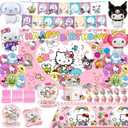 132 PCS Birthday Party Supplies - Banner, Balloons, Toppers, Tablecloth, Paper Tableware, Backdrop, Hanging Swirl for Adult Theme Birthday Party