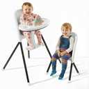 Mallify Foldable High Chair, Space-Saving Portable Baby High Chair with Removable Double Tray, Modern Convertible Baby Feeding Chair, Lightweight, Easy to Clean, White