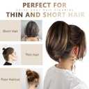 ZQIAN BEAUTY 10 Inch Ponytail Extension - Straight Pony Tails Hair Extensions, Claw Clip Ponytail Extension, Synthetic Hair Extensions Ponytail, Clip in Ponytail (Color: Brown with Blonde Highlights)