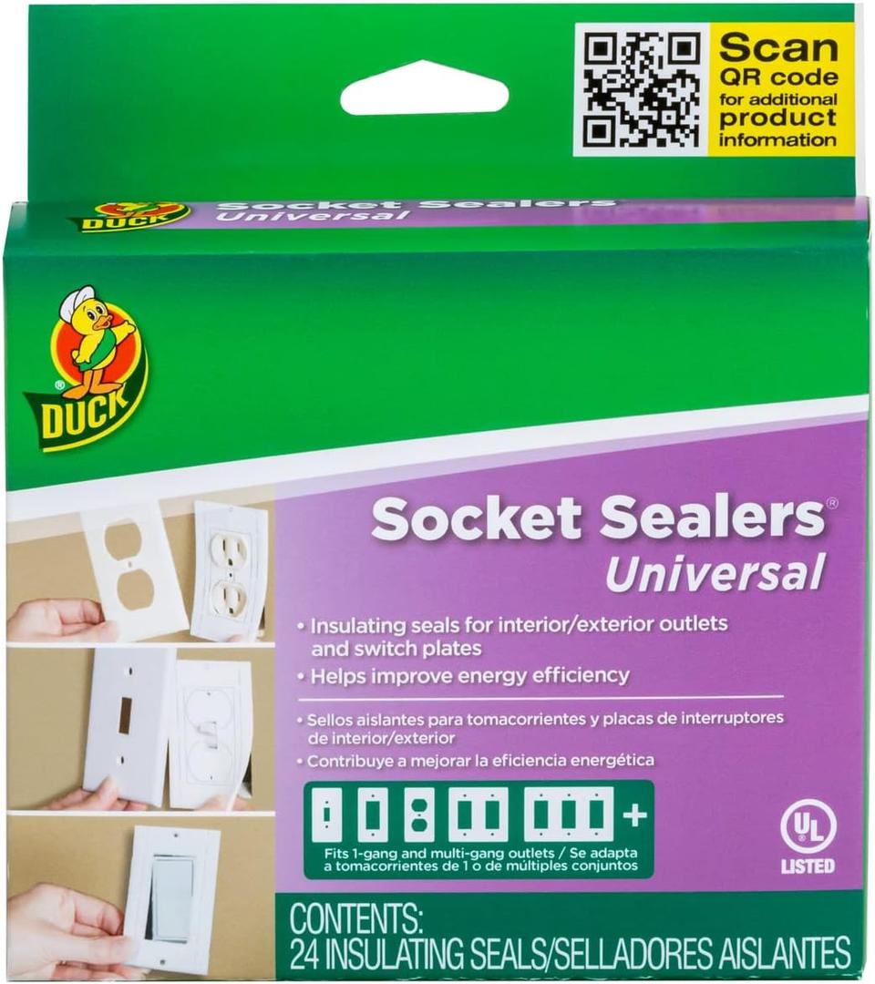 Duck Brand Wall Socket Sealers: 2-1/2 in. Width (White) / 24-Pack