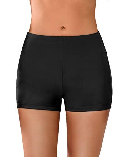 Udazzlo Swim Short for Womem Swim Bottom Swimsuit Boyshort Bathing Suit Bottoms Tankini Swimwear Board Shorts Black, 14 W