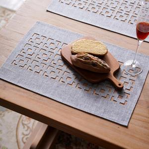 ARTABLE Rectangle Table Runners Fabric Home Garden Table Runner with Well-Trimmed Edge for Picnics Indoor and Outdoor Dining Holiday Long Tables (Grey-2, 12 x 18 Inch 4PCs Sets Placemats)