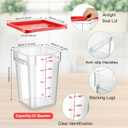 Suclain 2 Pcs Square Food Storage Container Polycarbonate Clear Food Container with Lid Commercial Rice Storage with Graduations for Commercial Kitchen(22 Qt,Red)