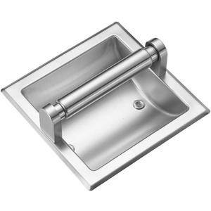 Recessed Toilet Paper Holder Brushed Nickel in Wall Toilet Roll Holder for Mega Roll Metal Bathroom Tp Hanger Storage in Cabinet for Small Spaces Durable Space Saving Design with Mounting Bracket