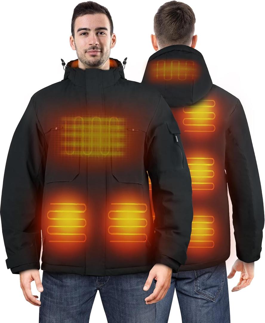 Heated Jackets for Men Women - Rechargeable Men's Soft Shell Winter Heating Jacket for Winter Outdoor Use (Medium, Black)