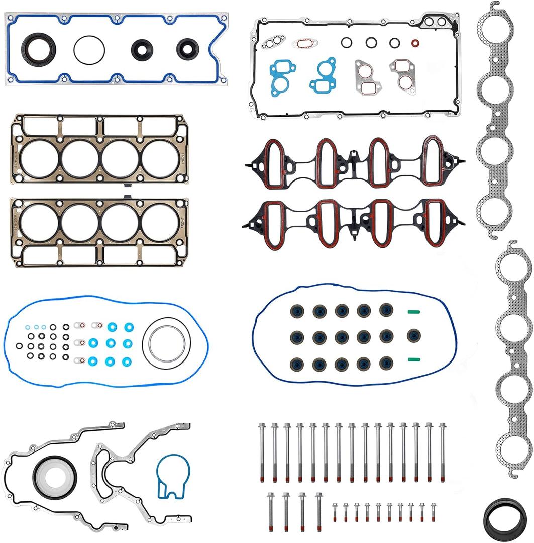 Head Gasket Set 5.3 L, w/Cylinder Head Bolts(ES72173), Compatible with 2002-2011 Chevy Silverado Tahoe Express Avalanche Suburban, GMC Sierra Yukon Savana Envoy 4.8 L 5.3 L V8, Engine Gasket Kit