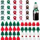 60 Pcs Mini Christmas Knit Hats Mini Christmas Scarf Set Knit Mini Doll Hats Small Snowman Hats for Crafts Art Decoration Christmas Tree Doll DIY Wine Bottle Christmas Decorations (Christmas Style)