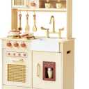 Play Kitchen for Kids, Wooden Play Kitchen Set with Realistic Features, Small Play Kitchen Toy Designed Ideal for Toddlers, for Ages 3+