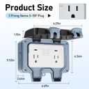 BSEED Outdoor Outlet Box with LED Indicator, Dual 15 AMP 5-15 Receptacle IP66 Waterproof Weatherproof Outdoor Electrical Box with Lockable Cover, Power Plug for Gardens Yards