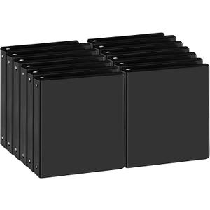 Durable 1 inch 3-Ring Binder, 1" Round Ring Binder with 2 Inside Pockets, Bulk Basic Binders, Clear View Cover 1-inch Binders Holds 8.5'' x 11''Paper for Office/Home/Back to SchoolPack of 12, Black