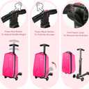Scooter Luggage for Kids Scooter Suitcase for Ages 4-12, 4 in 1 Kids Luggage Boarding Suitcase Detachable & Foldable Scooter Travel Trolley Ride On Luggage-Fuchsia, Medium