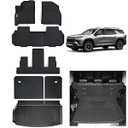Floor Mats Set for 2024-2026 Chevy Traverse/2025-2026 Buick Enclave/2024-2026 GMC Acadia(7-Seat 2nd Row Bucket) Cargo & Backrest Mats, Custom TPE All-Weather Full Coverage Trunk & Floor Liners