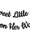 A Sweet Little Girl is on Her Way Banner - Black Bow Baby Shower Decorations, Bow Welcome Baby Party Bunting Sign, Sweet Baby Girl Gender Reveal Decorations Black Glitter