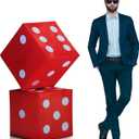 Geelin 1 Pcs 4 ft Casino Night Vegas Party Game Theme Party Decoration Red Dice Cardboard Stand-up Cutout Freestanding Casino Photo Prop for Poker Night Parties Decoration