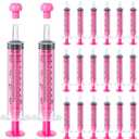 TrelaCo 20 Pack 10ml Oral Syringes with Cap for Liquid Plastic Syringe Without Needle Colored Measuring Dispensing Tools Individually Sealed for Pets Feeding(Pink)