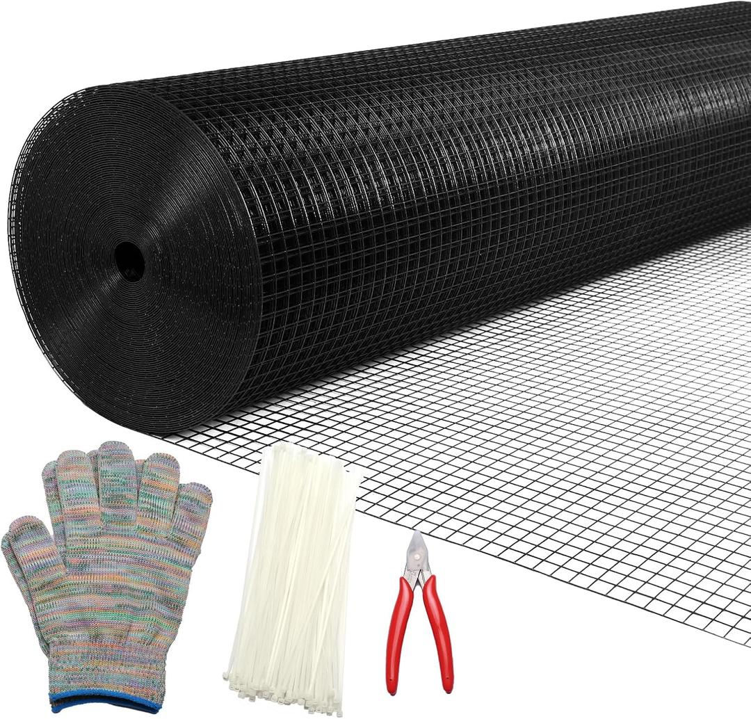 Hardware Cloth 1/2inx36inx100ft, Chicken Wire Fencing Welded Wire Mesh Vinyl PVC Coated Mesh Coop Garden Plant for Rabbit Snake Rodent Foxes Raccoons Poultry Netting Cage Farm Protection