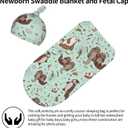 Cute Sea Otters Newborn Swaddle Blankets Beanie Hat Sets, Soft Otter Baby Stuff Blanket Swaddle Sack for Baby Shower Infant Boy and Girl Gift