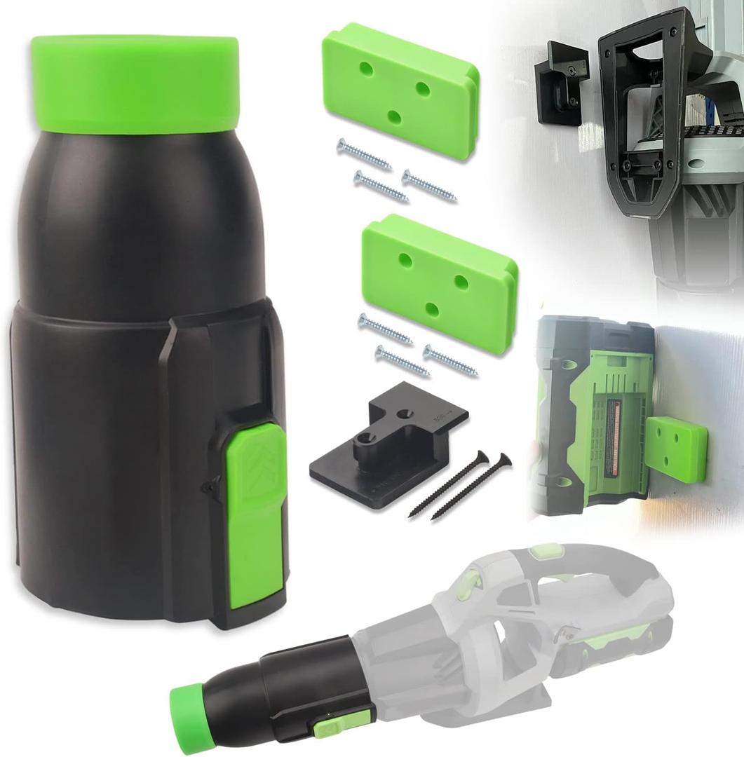 Car Drying Nozzle for EGO Power+ 530 575 580 615 650 765 Leaf Blowers, Includes 1 Leaf Blower Wall Mount Holder and 2 Mounts Battery Holders W/Hardware