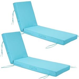 80 x 26 Outdoor Chaise Lounge Cushion, Chaise Lounge Cushions Outdoor Set of 1, 4 inch Chaise Lounge Chair Cushions for Patio Furniture Lawn Pool Resort Hotel (80'' L x 26'' W x 4" T, Lake Blueyts-04)