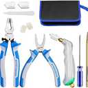 SPEEDWOX Heavy Duty Glass Running Pliers Breaker Grozer Pliers Set 12PCS Glass Cutting Tool Kit Oil Feed Glass Cutter with 3 Size Cutter Head Oil Dropper Screwdriver Engraved Pen Leather Zipper Bag