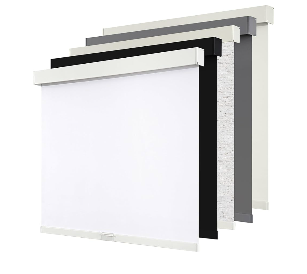 SUNOFF Cordless Blackout Roller Shades Blinds for Windows Free-Stop,Pull Down Room Darkening with Valance,Thermal Insulated Woven Fabric Window Door Blinds for Home,Office,White 61" W x 72" H