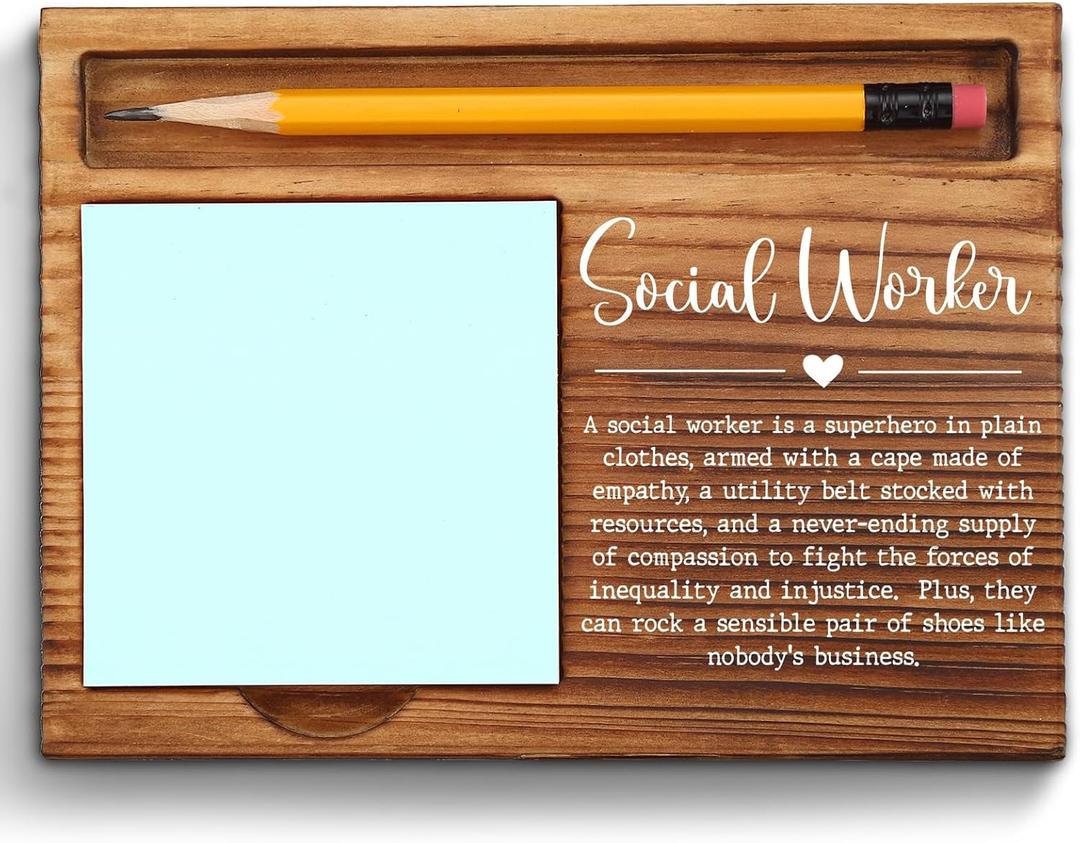 Social Worker Sticky Note Holder, Social Worker Gifts, Thank You Appreciation Quote Gifts for Social Worker Women Men Coworker Self-Stick Note Pad Holders ZSS24, 6.5 x 4.8 inches