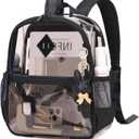 MUSEVOS Clear Backpack for Stadium Events Approved 12×6×12, Thick TPU Mini Clear Bag with Front Pocket for Concert Sport Events Work Travel, Black