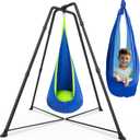 Swing Stand Frame with Sensory/Pod Chair, X-Shaped Swing Set, Metal Hammock Chair Stand for for Kids and Adults Indoor and Outdoor 330LBS (Black)